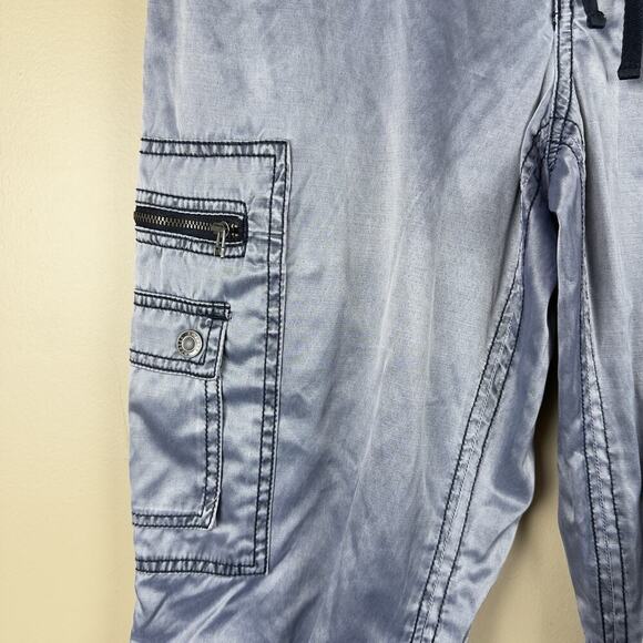 Women’s Express Satin CargoPant Size 12 Convertible Capri Adjustable Drawstring - Picture 7 of 14